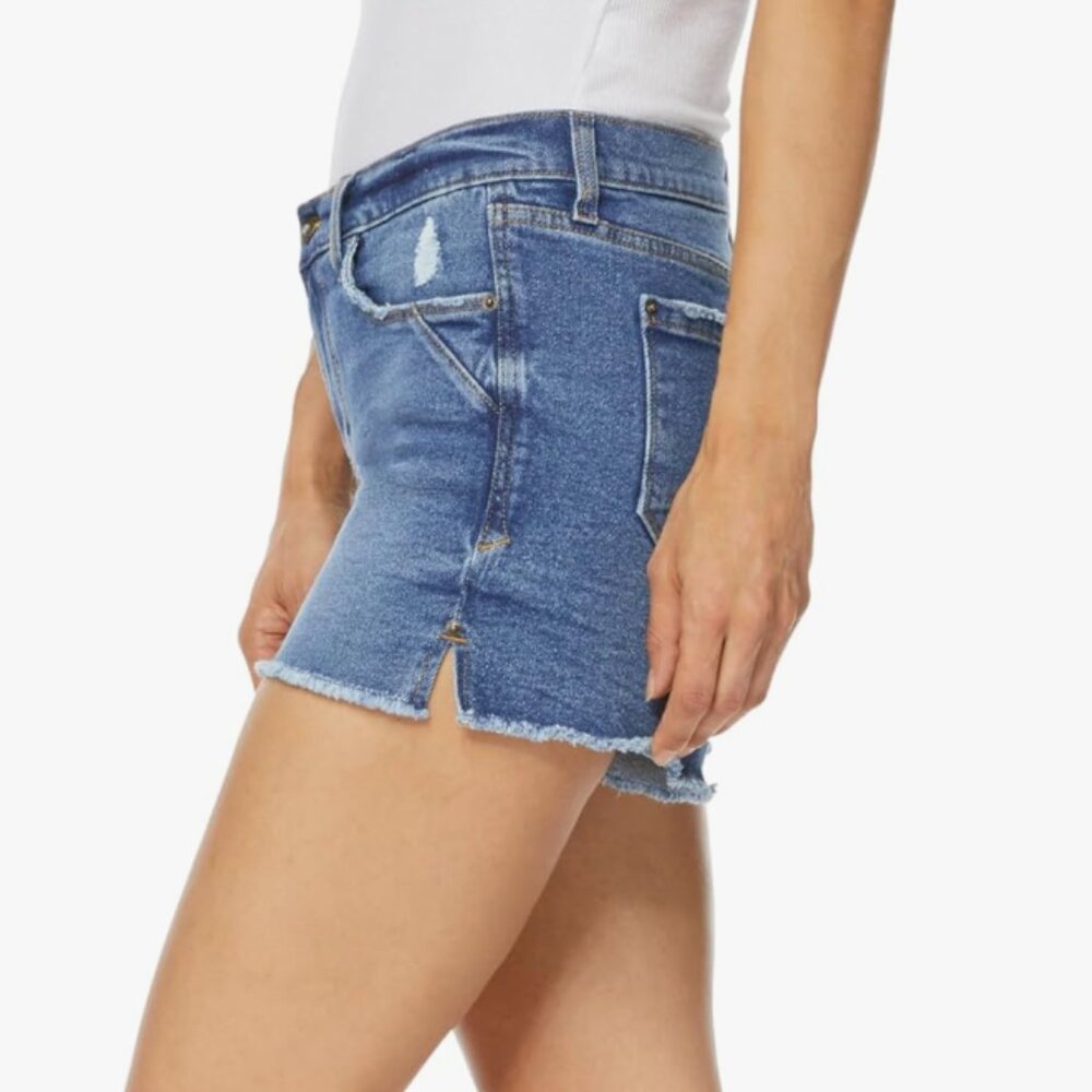 Kensie Mid Rise Frayed Hem Shorts